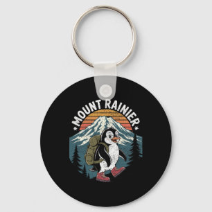 Funny Hiker Penguin Climbing Mount Rainier Keychain