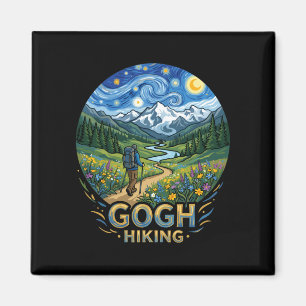 Funny hiker starry night art van gogh gogh hiking magnet