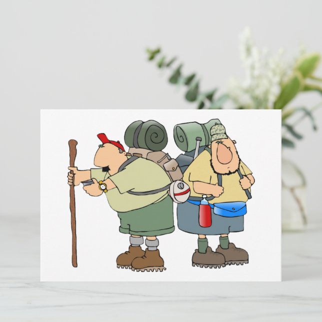 Funny Hikers Outdoor Adventure Camping Humour  Invitation (Standing Front)