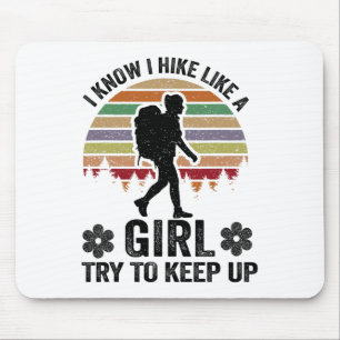 Funny Hiking Art For Girls Women Mountaineer Hikin Mouse Pad
