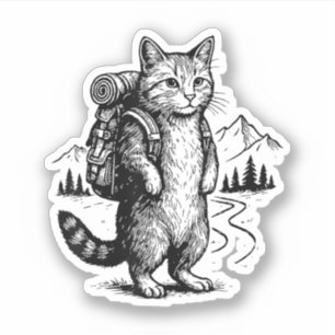 Funny Hiking Cat Backpacking Hikers & Animal Lover