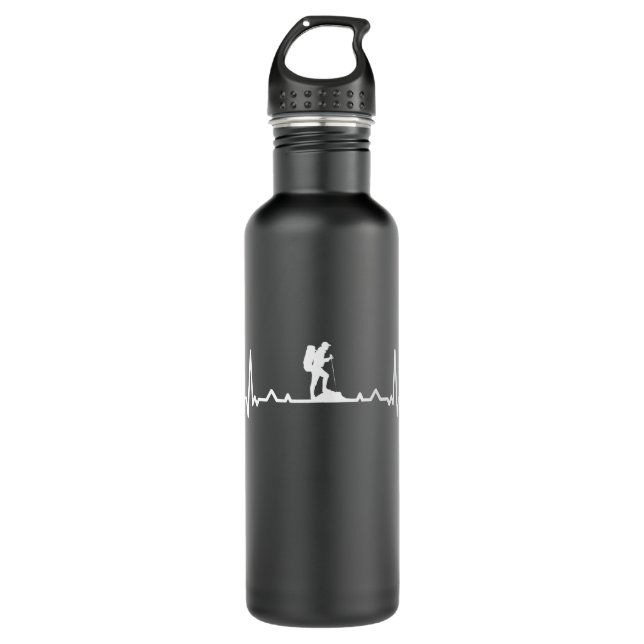 Funny Hiking Hike Gift Hiker Heartbeat 710 Ml Water Bottle (Front)