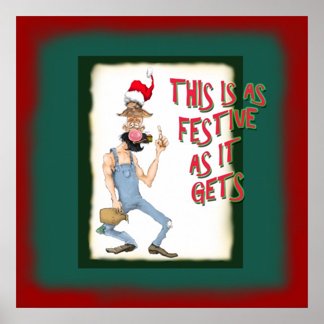Funny Hillbilly cartoon Poster no christmas spirit (Front)