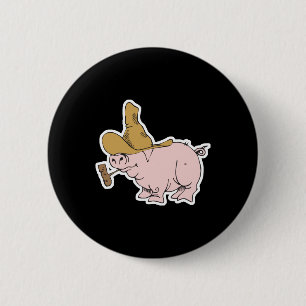 funny hillbilly pig 2 inch round button