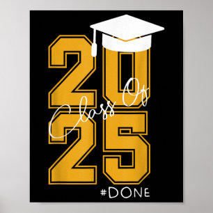 Funny Him Her Vintage Cl Of 2025 Graduation Done 2 Poster
