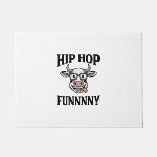 Funny Hip Hop Cow Vintage Engraving Shirt Design_1 Doormat