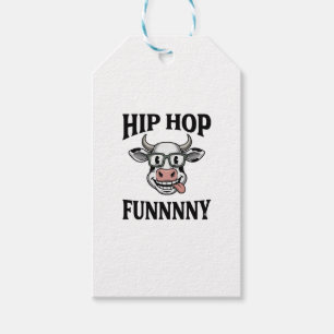 Funny Hip Hop Cow Vintage Engraving Shirt Design_1 Gift Tags