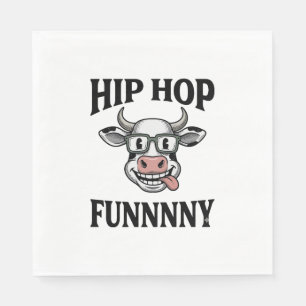 Funny Hip Hop Cow Vintage Engraving Shirt Design_1 Napkin