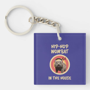 Funny Hip-hop Wombat in the House Keychain