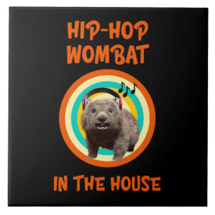 Funny Hip-hop Wombat in the House Tile