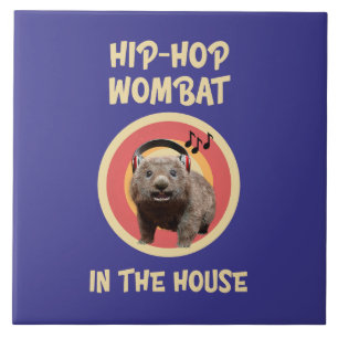 Funny Hip-hop Wombat in the House Tile