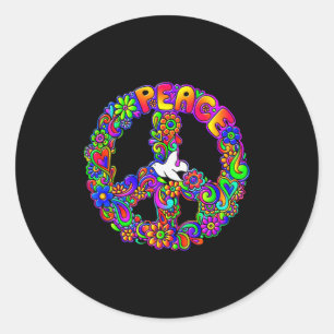 Funny Hipe Flower Wer Peace Sign Tee  Classic Round Sticker