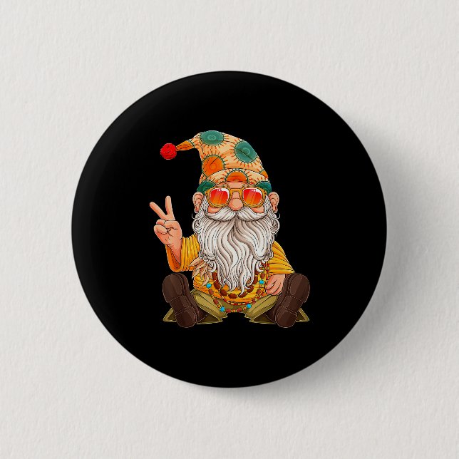 Funny Hipe Gnome Peace Sign Gnomes Lovers Men Wome 2 Inch Round Button (Front)