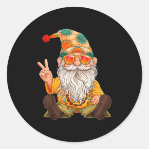 Funny Hipe Gnome Peace Sign Gnomes Lovers Men Wome Classic Round Sticker