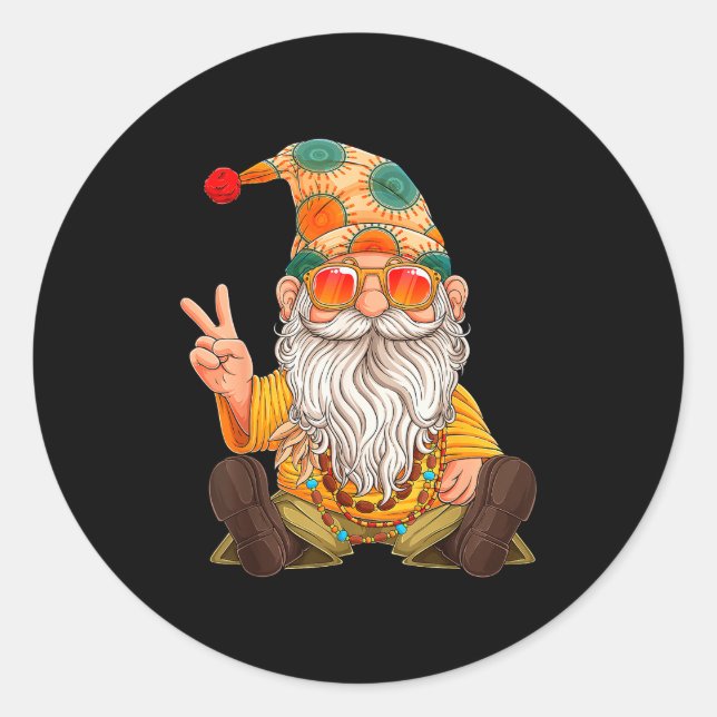 Funny Hipe Gnome Peace Sign Gnomes Lovers Men Wome Classic Round Sticker (Front)
