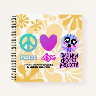 Funny hippie paix amour crochet motif carnet