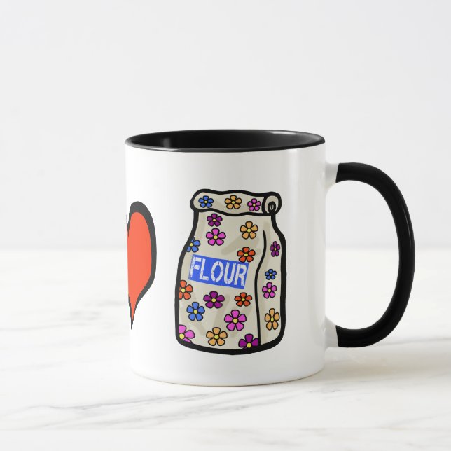 Funny Hippie Paix Amour Farine Pouvoir Baking Mug (Droite)