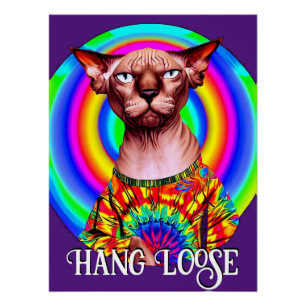 Funny Hippie Sphinx Cat Poster