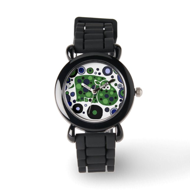Funny Hippo Abstract Art Watch (Front)