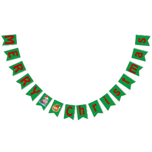 Funny Hippo animals Lion Santa Christmas Costume Bunting Flags