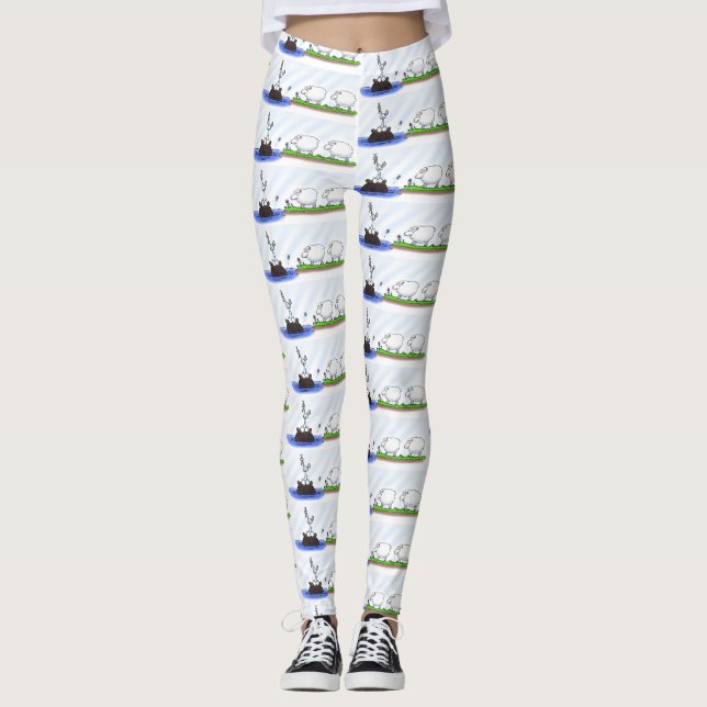 Funny hippo birdie two ewes leggings (Front)