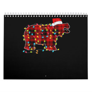 Funny Hippo Christmas Light Matching Family Calendar