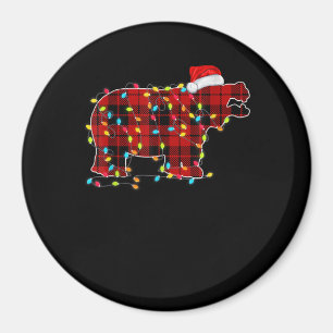 Funny Hippo Christmas Light Matching Family Magnet
