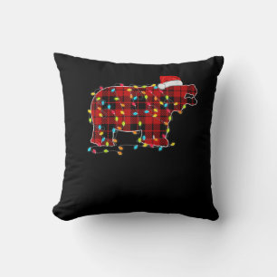 Funny Hippo Christmas Light Matching Family Throw Pillow