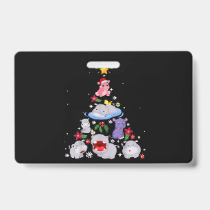 Funny Hippo Christmas Tree   Xmas Hippopotamus Badge