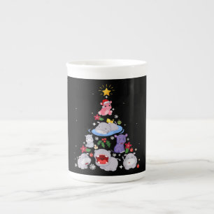 Funny Hippo Christmas Tree   Xmas Hippopotamus Bone China Mug