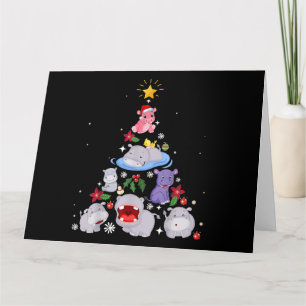 Funny Hippo Christmas Tree Xmas Hippopotamus Card