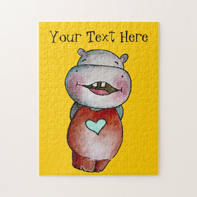 Funny Hippo Customizable Puzzle (Vertical)