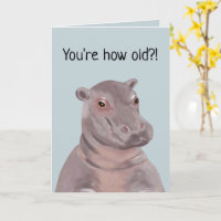 Funny Hippo Illustration Personalized Birthday 