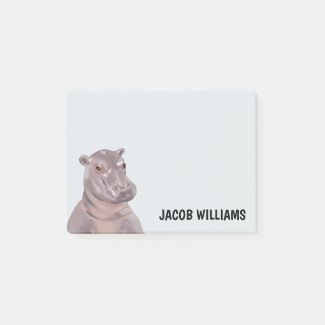 Funny Hippo Personalized Name   Post-it Notes (Front)