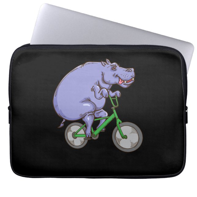 Funny Hippo Riding Bicycle Hippopotamus Kids Hippo Laptop Sleeve (Front)