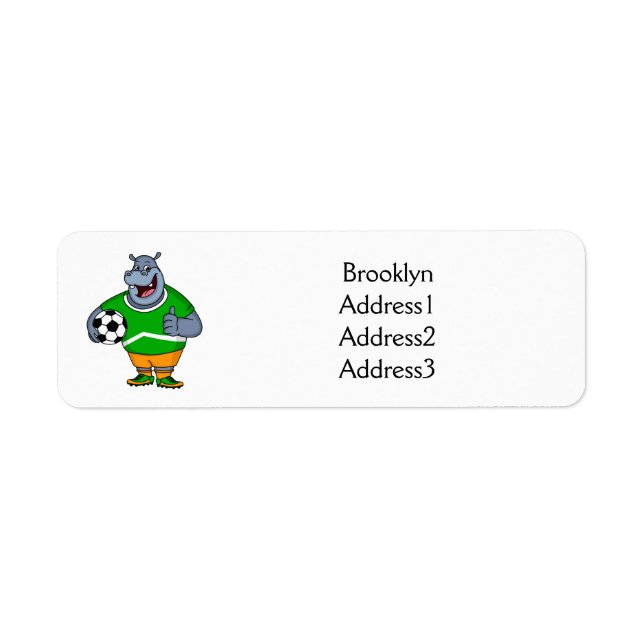 Funny hippo soccer player cartoon illustration (Front)
