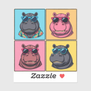Funny Hippo Sticker Bundle Cool Hippos Pack