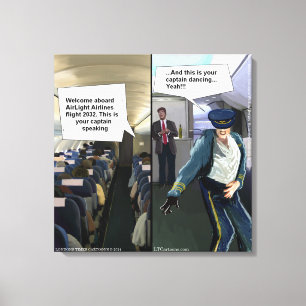 Funny Hipster Airline Pilot Canvas Print