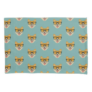 Funny Hipster Corgi Pattern Pillowcase