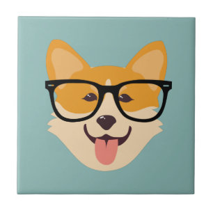 Funny Hipster Corgi Tile