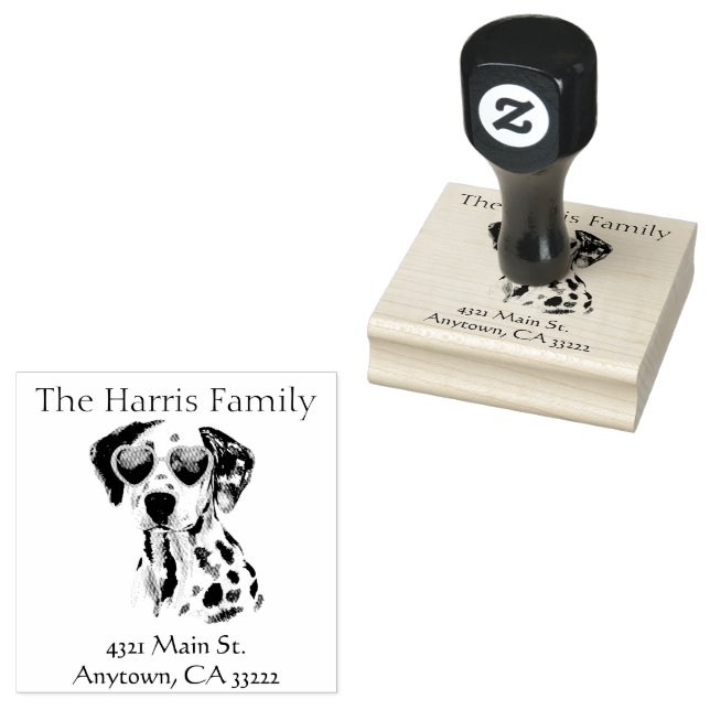 Funny Hipster Dalmation Personalized Rubber Stamp (Stamped)