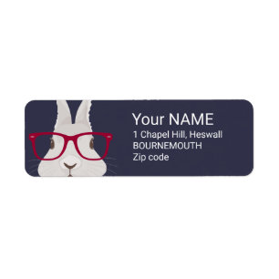 Funny Hipster Easter bunny with red rim glasses