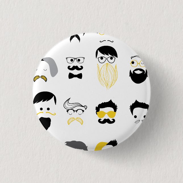 Funny Hipster Faces 1 Inch Round Button (Front)