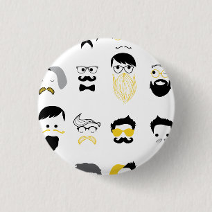 Funny Hipster Faces 1 Inch Round Button