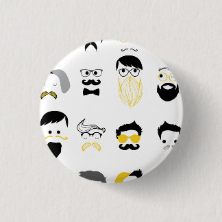 Funny Hipster Faces 1 Inch Round Button