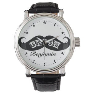 Funny Hipster Groom Moustache Watch