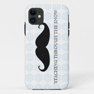 Funny hipster moustache holiday xmas moustaches iPhone 11 case