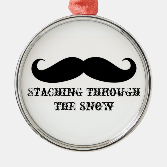 Funny hipster moustache holiday xmas moustaches metal ornament (Front)