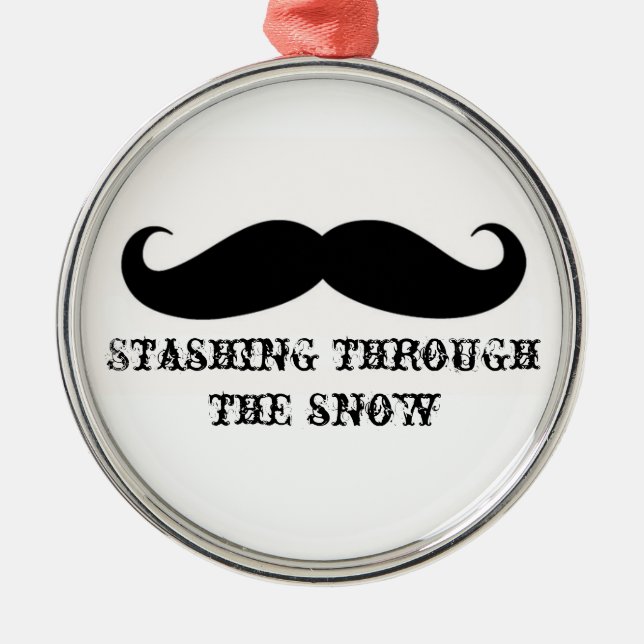 Funny hipster moustache holiday xmas moustaches metal ornament (Front)