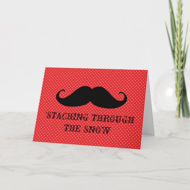 Funny hipster mustache holiday xmas mustaches card (Front)